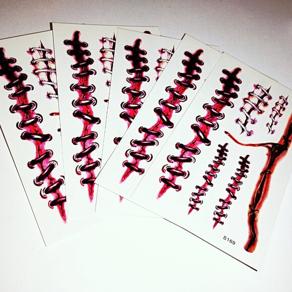 Halloween Fake Stitches Temporary Tattoos , 35 Pack - Picture 1 of 4
